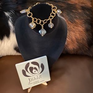 NWT Julio Designs Stanley faceted crystals charms /round cable 8.25”